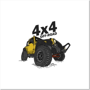 4x4 Off Road Jeep Yellow Posters and Art